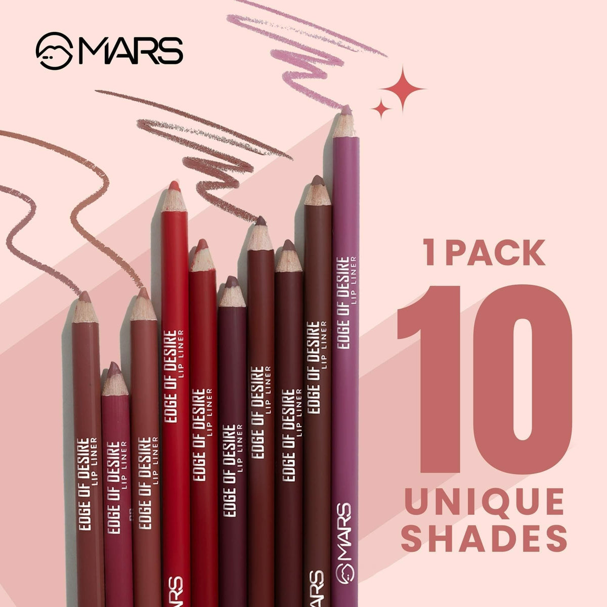 MARS Cosmetics Edge of Desire Lip Liner With Holder - Set A