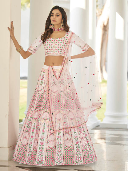 Myra White Heavy Embroidered Designer Lehenga