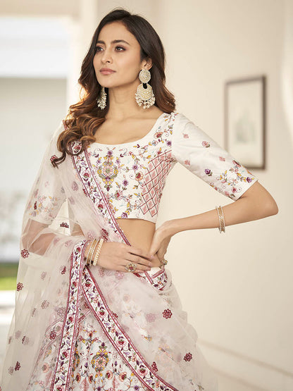 Myra White Heavy Embroidered Designer Lehenga