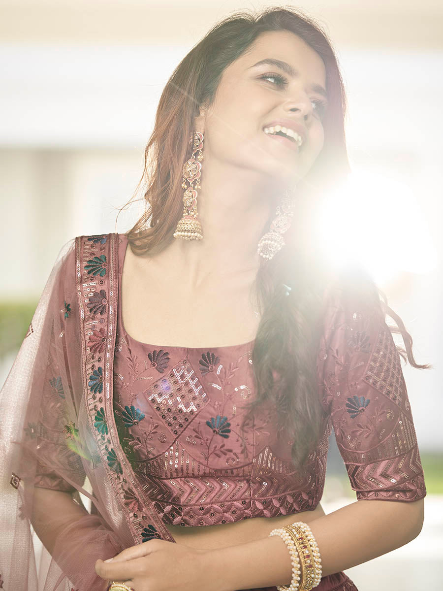 Myra Rust Orange Heavy Embroidered Designer Lehenga