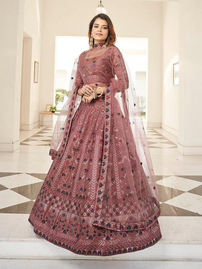 Myra Rust Orange Heavy Embroidered Designer Lehenga