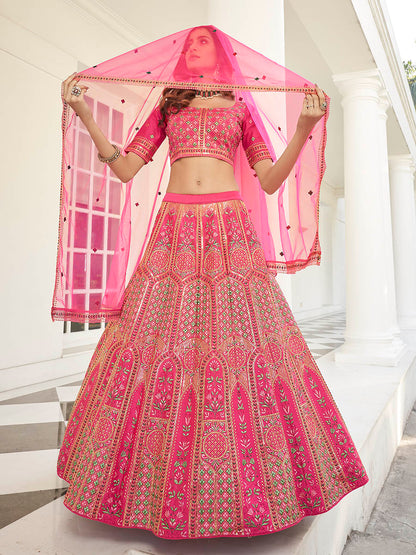 Myra Deep Pink Heavy Embroidered Designer Lehenga