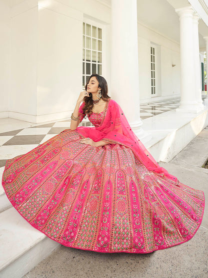 Myra Deep Pink Heavy Embroidered Designer Lehenga