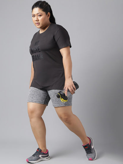 MKH Plus Size Typography Printed Dri-FIT Relaxed Fit Drop-Shoulder Sleeves Gym T-shirt