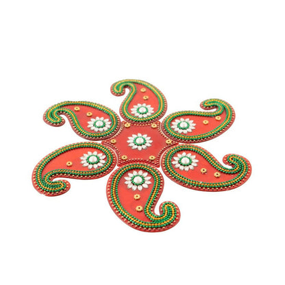 Kundan HandiKrafts Mango Rangoli Red Color (Medium)
