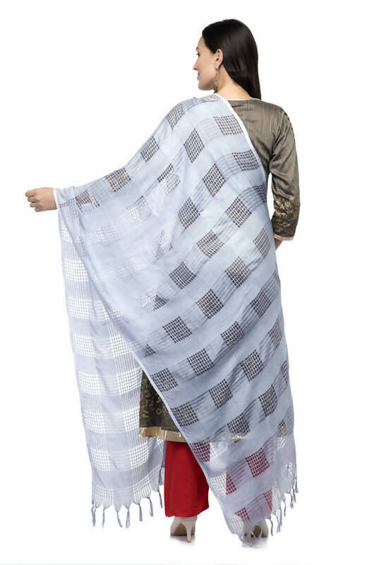Mominos Fashion Moeza Silver Grey Window Cotton Dupatta