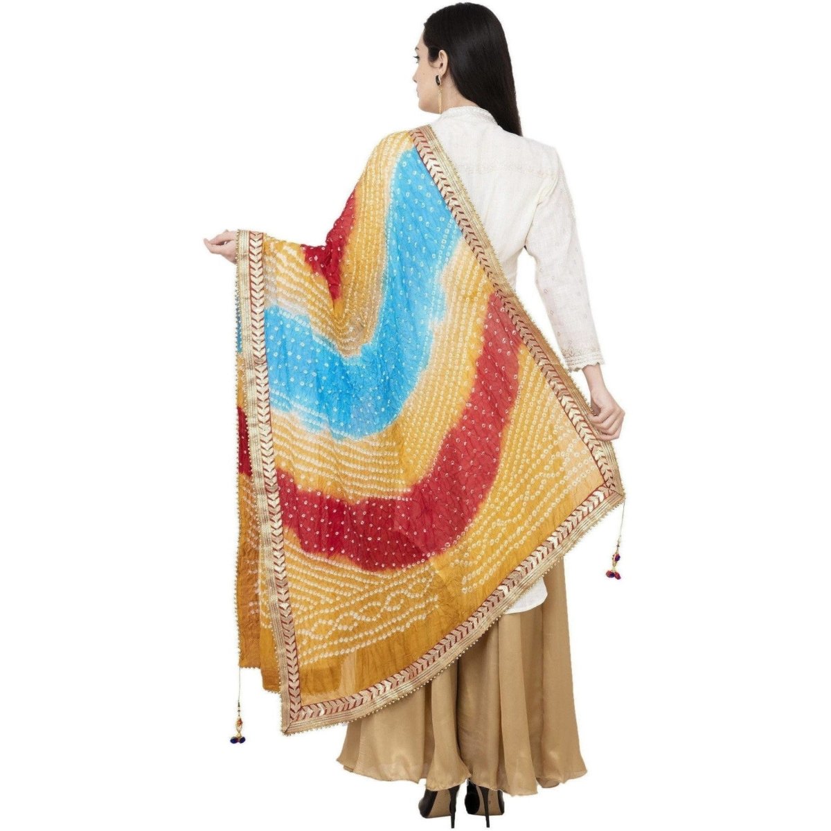 A R Silk Bandhej Multi Gota Fancy Dupatta Color Multi Color Dupatta