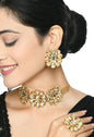Mominos Fashion Joharkamal Gold-Polished Brass Finish Stone Choker For Women & Girls (Golden)