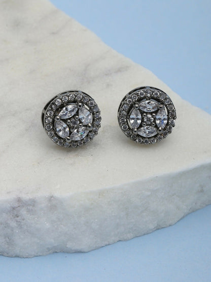 Dual Tone Diamond Studs- Ruby Raang