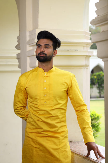 Nilay Yellow Designer Men's kurta by Hilo Design