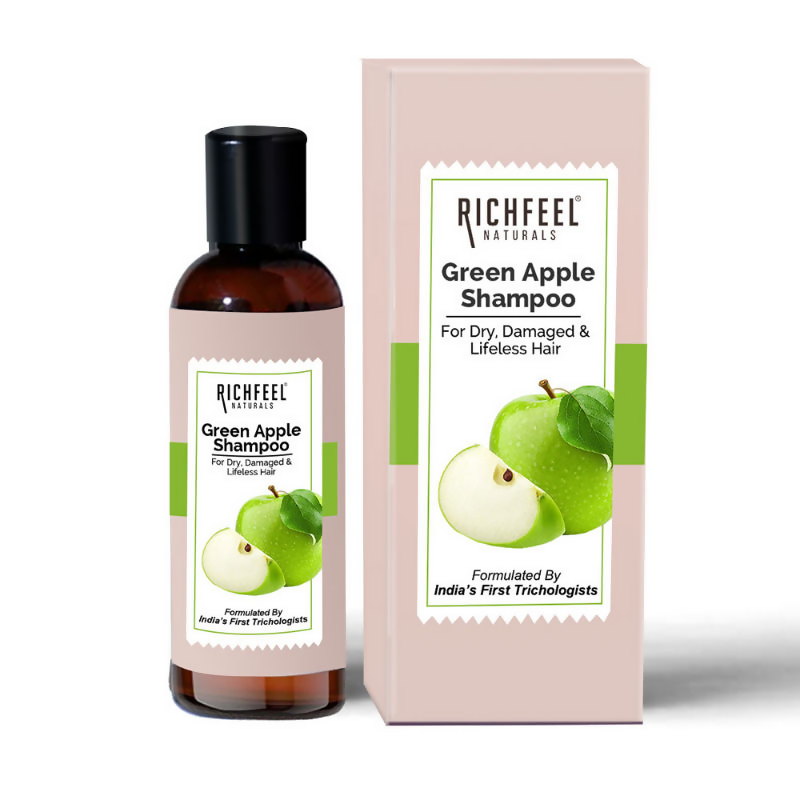 Richfeel Green Apple Shampoo For Dry Damaged Hair - Nourishes Scalp Promotes Shine & Smoothness