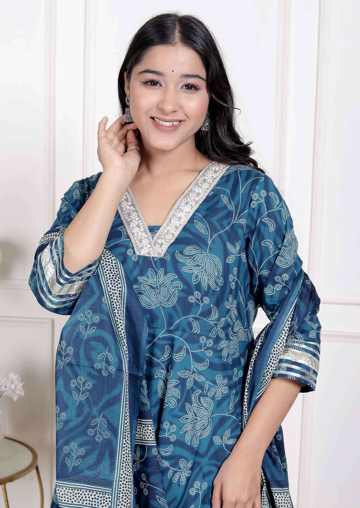 Miravan Women's Jashn Hand Block Printed Ethnic anarkali kurta and dupatta