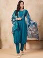 The52 Printed Viscose Rayon Fabric Straight Kurta, Pant and Dupatta Set