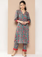 Ahalyaa Women Floral Printed Regular Gotta Patti Kurta with Trousers