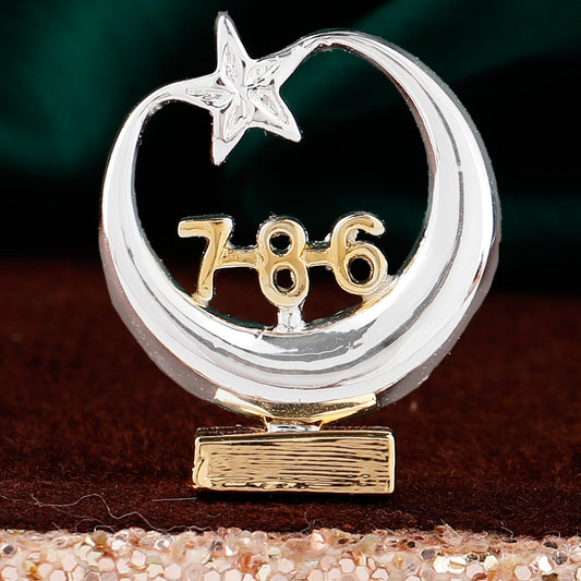 Estele Gold-Polished Spiritual 786 Chand Taara Idol for Home Decorative/ Car Dashboard