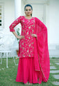 Yash Enterprise Trendy Foux Georgette Embroidery Red Readymade Salwar Suit