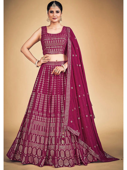 Myra Pink Georgette Real Georgette Lehenga Choli