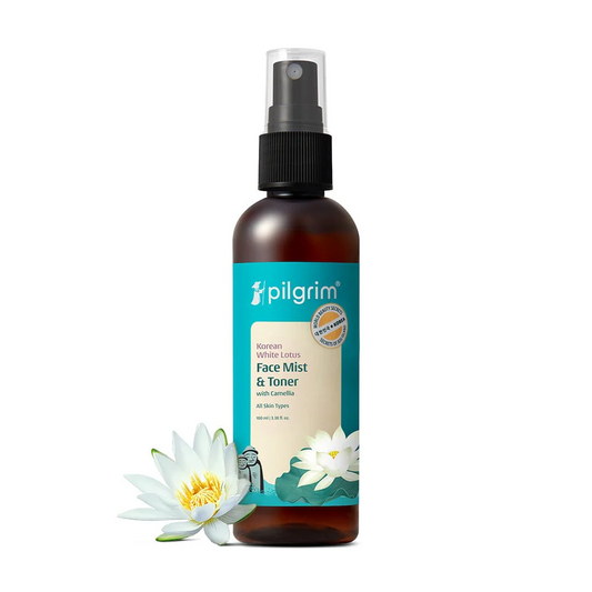 Pilgrim Korean Beauty White Lotus Refreshing Face Mist & Toner With Camellia & Witch Hazel For Glowing Skin