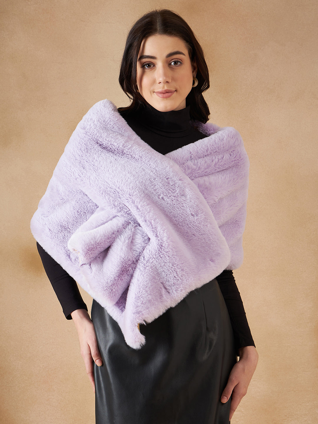 InWeave Women's Mauve Fur Cape
