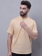 Even Apparels Beige Pure Cotton Short Kurta With Band Collar