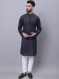 Even Apparels Black Pure Cotton Kurta With Band Collar
