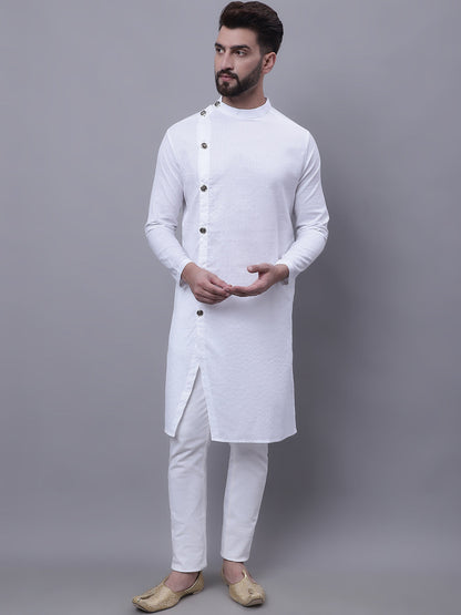 Even Apparels White Sherwani Kurta With Asymetrical Cut