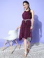 InWeave Women's Wine Pleated Dress