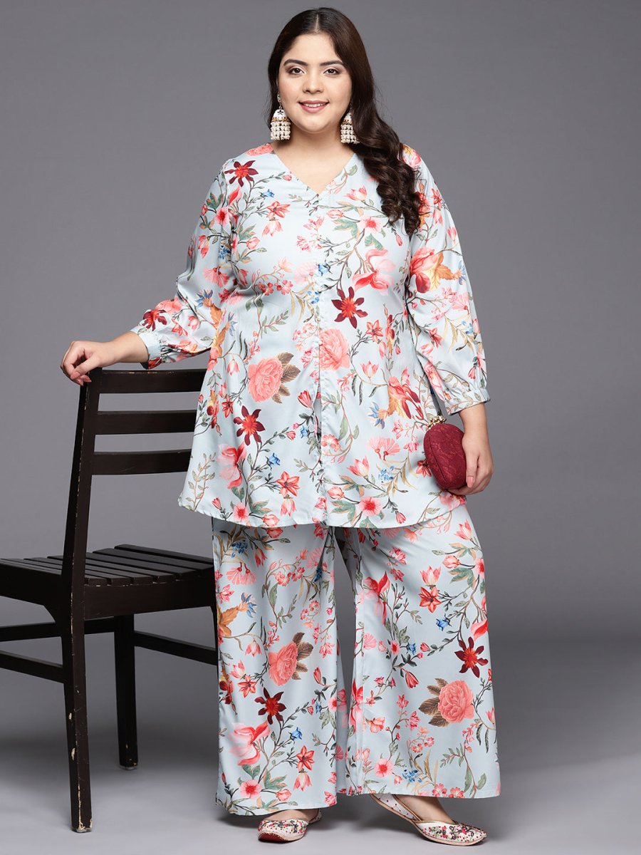 Ahalyaa Women Plus Size Printed Tunic with Palazzos