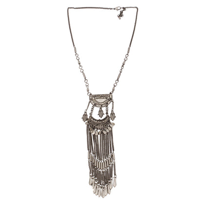 Silver-Plated Alloy Long Silver Oxidised Necklace - The Pari