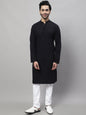 Even Apparels Black Pure Cotton Kurta With Band Collar