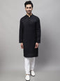 Even Apparels Black Pure Cotton Kurta With Band Collar