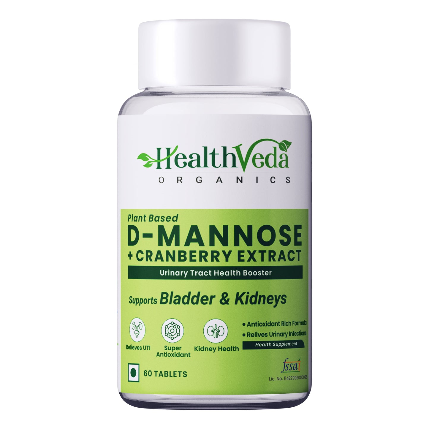 Health Veda Organics D-Mannose + Cranberry Extract Tablets