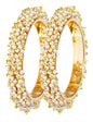 Gold-Polished Alloy Pearl Cluster Bangle Set - The Pari