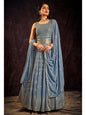 Myra Blue Real Georgette Designer Gown Style Suit