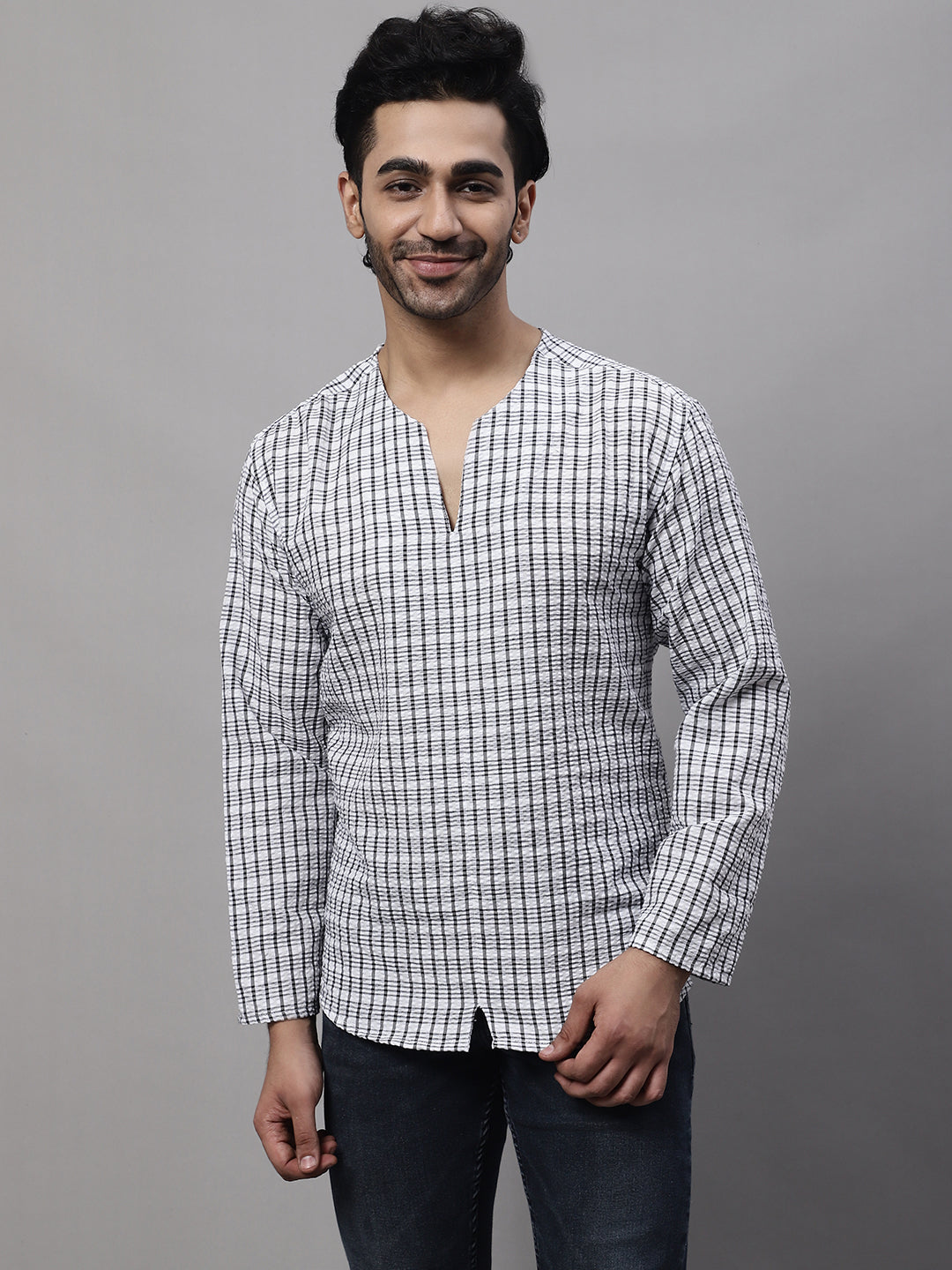 Even Apparels Multi Pure Cotton Open Neck Kurta