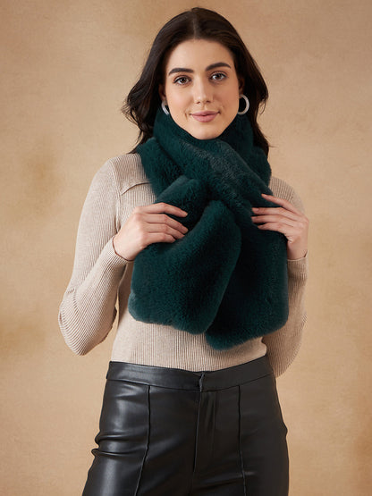 InWeave Women's Dark Teal Faux Fur Neck Warmer