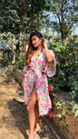 Noroke Cupro Muslin Gold Pink Beachwear Cover up Kaftan