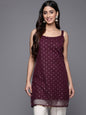 Ahalyaa Geometric Printed Net Tunic With Lace Inserts