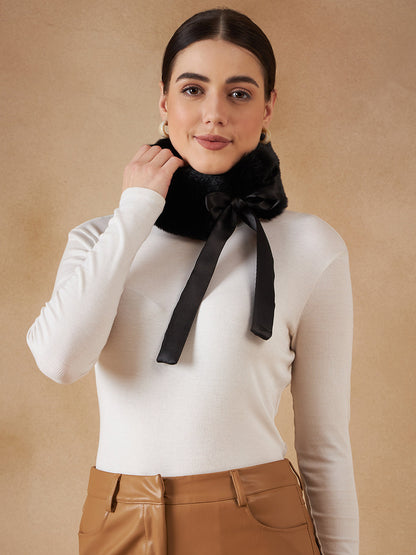 InWeave Women's Black Fur Neckpiece