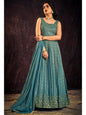 Myra Blue Real Georgette Designer Gown Style Suit
