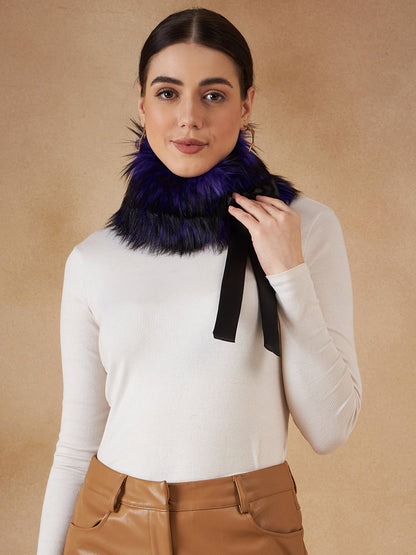 InWeave Women's Purple Black Fur Neckpiece