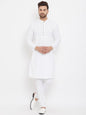 Even Apparels White Solid Kurta With Band Collar
