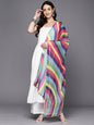 Ahalyaa Floral Printed High Slit Gotta Patti Pure Cotton Kurta With Palazzos & Dupatta