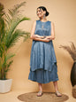 InWeave Women's Blue Lurex Short Pallazo Kurta Set