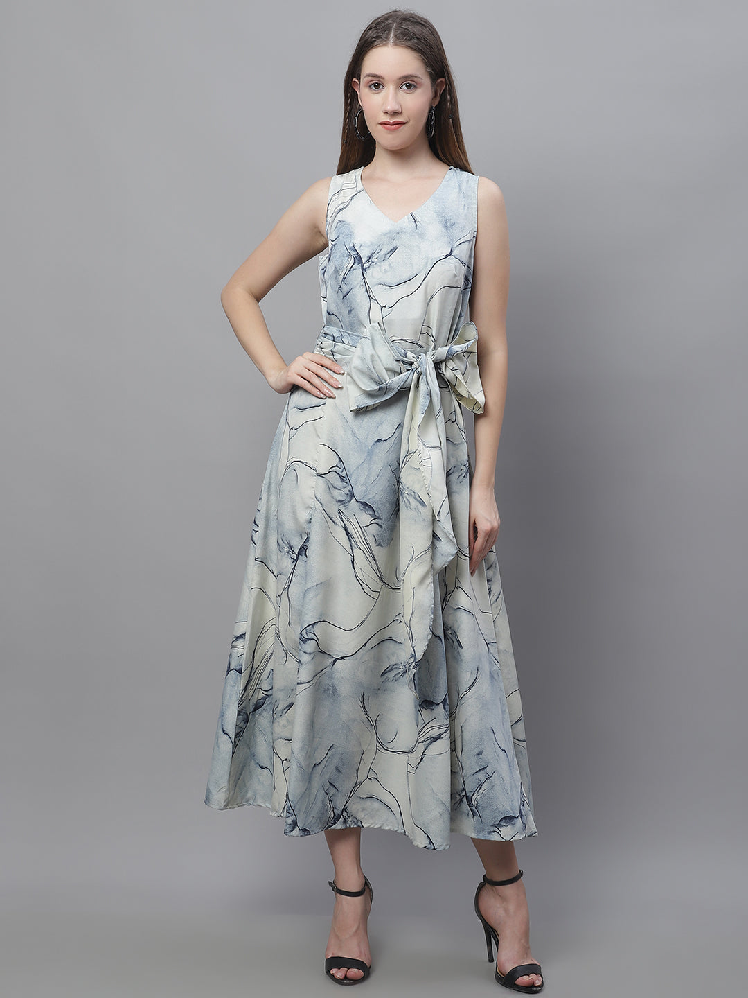 Jainish Women's Blue Printed A-Line Dresses
