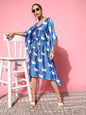 InWeave Women's Ink Blue Indian Bull Print Kaftan
