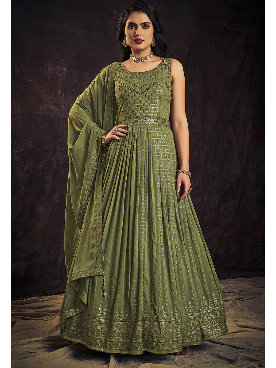 Myra Green Real Georgette Designer Gown Style Suit