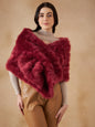 InWeave Women's Bright Rust Fur Cape