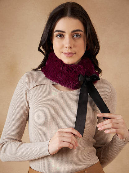 InWeave Women's Burgundy Fur Neckpiece