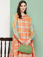 Ahalyaa Checked Tie-Up Neck Sequined Ethnic A-Line Midi Dress